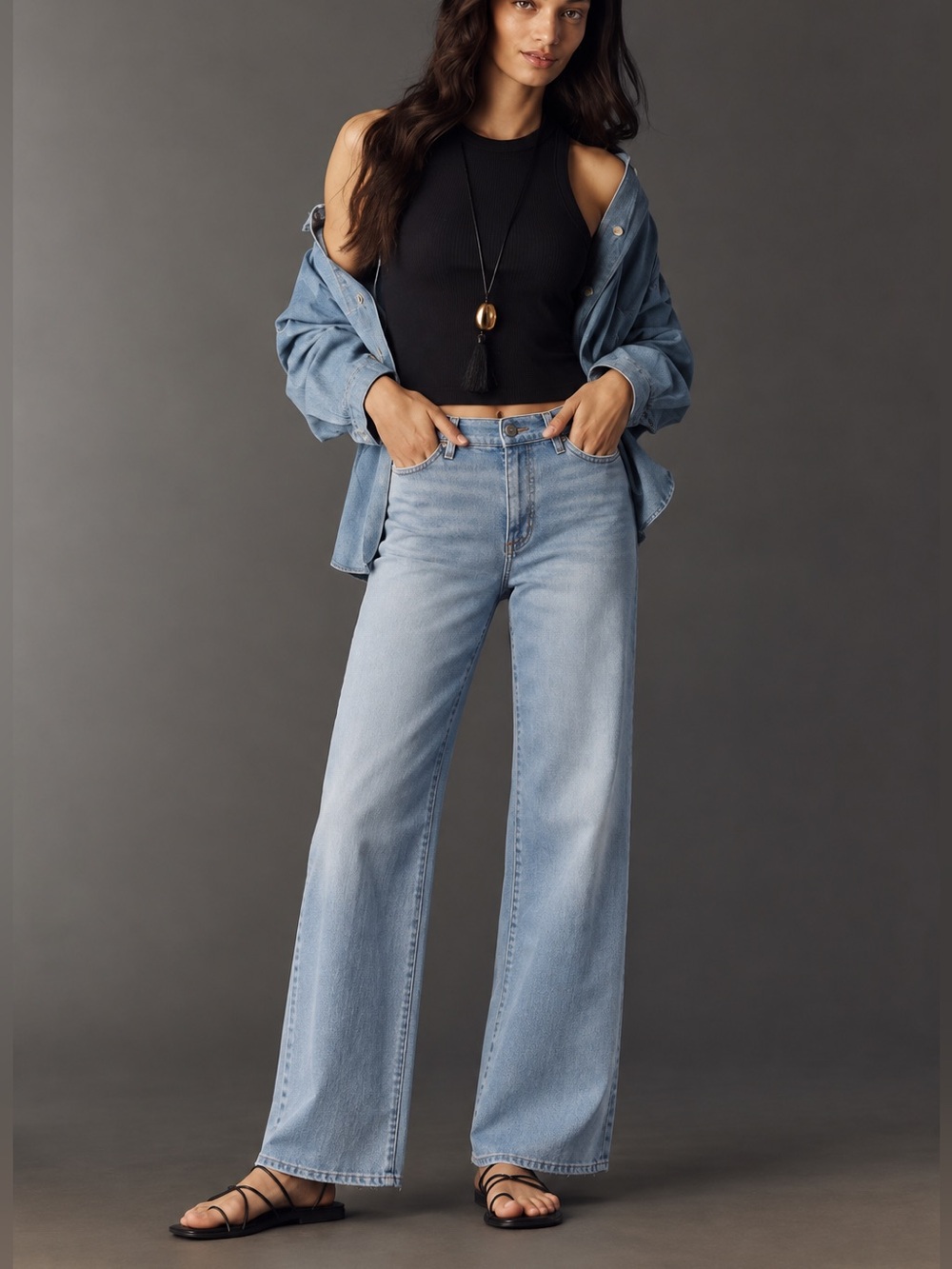FRAME Le Slim Palazzo High Rise Wide Leg Jeans Light Wash Size 26